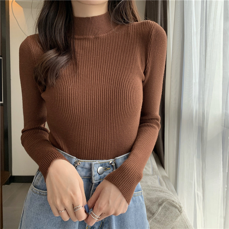 2022 Autumn Winter Basic Sweater Women Turtleneck Knitted Women Sweater High Elastic Solid Female Slim Sexy Knitted Pullovers alx