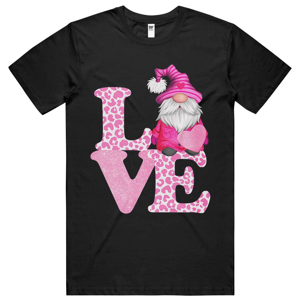 Valentine Gnome Love Pink Leopard T Shirts