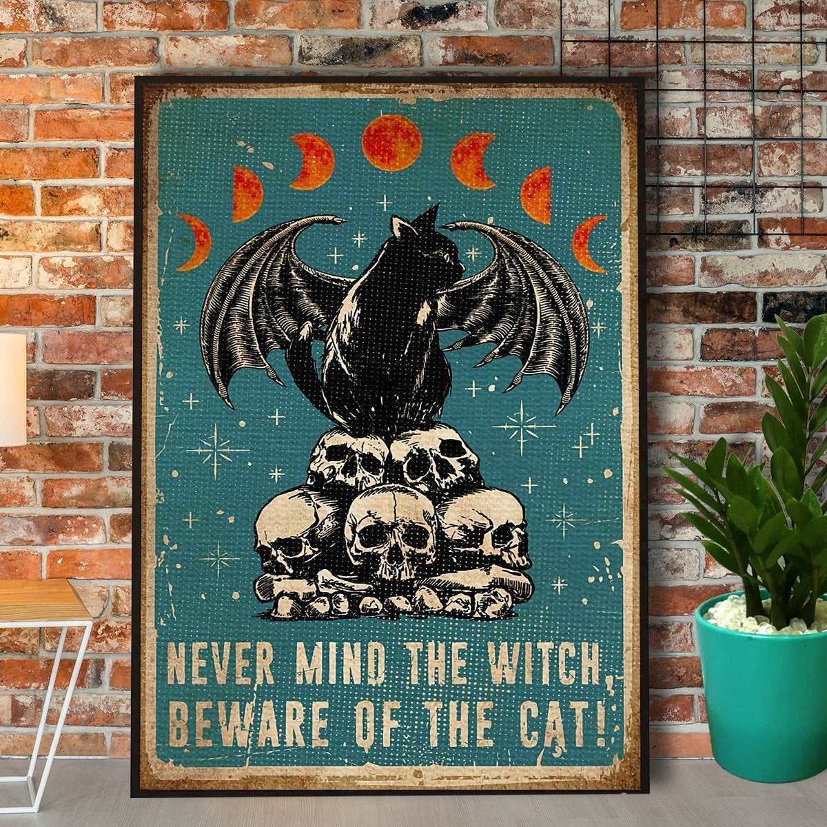 Cat Witch Never Mind The Witch Halloween Poster No Frame Matte Canvas, Wall Decor Visual Art