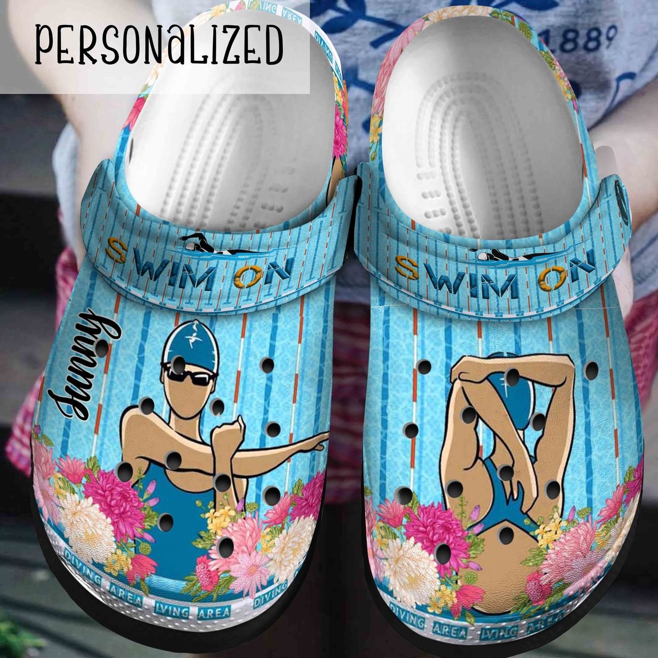 Swimming Personalized Clog, Custom Name, Text, Color, Number Fashion Style For Women, Men, Kid, Print 3D Swim On