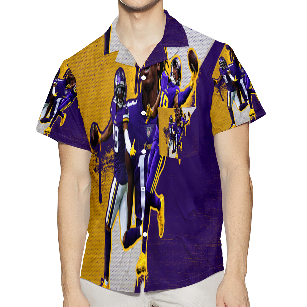 Minnesota Vikings Justin Jefferson 18 3D All Over Print Summer Beach Hawaiian Shirt With Pocket