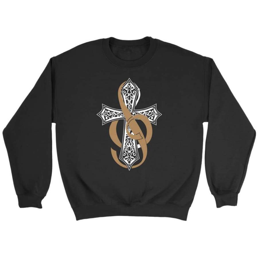 Music symbol with cross sweatshirt | christian apparel