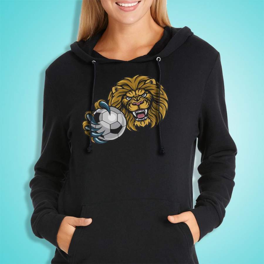 Lion Soccer Ball Sports Women’S Hoodie