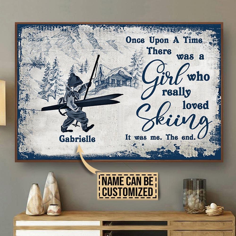 Aeticon Gifts Personalized Skiing Blue Sketch Once Upon A Time Canvas Mom Dad Gift Home Decor