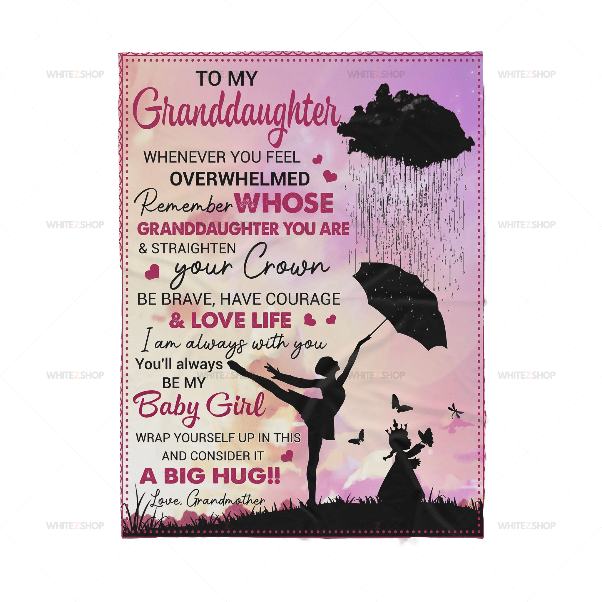 Grandmother To My Granddaughter Whenever You Feel Overwhelmed Remember Whose Granddaughter You Are – Sherpa Blanket