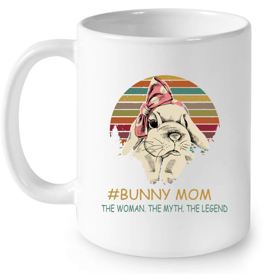 Bunny Mom The Woman They Myth The Legend, Classic Vintage Retrp – Full-Wrap Coffee White Mug