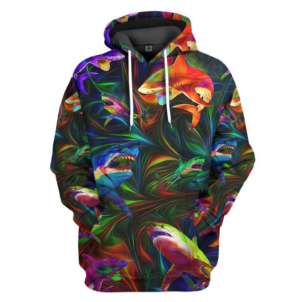 3D Colorful Shark Tshirt Hoodie Apparel