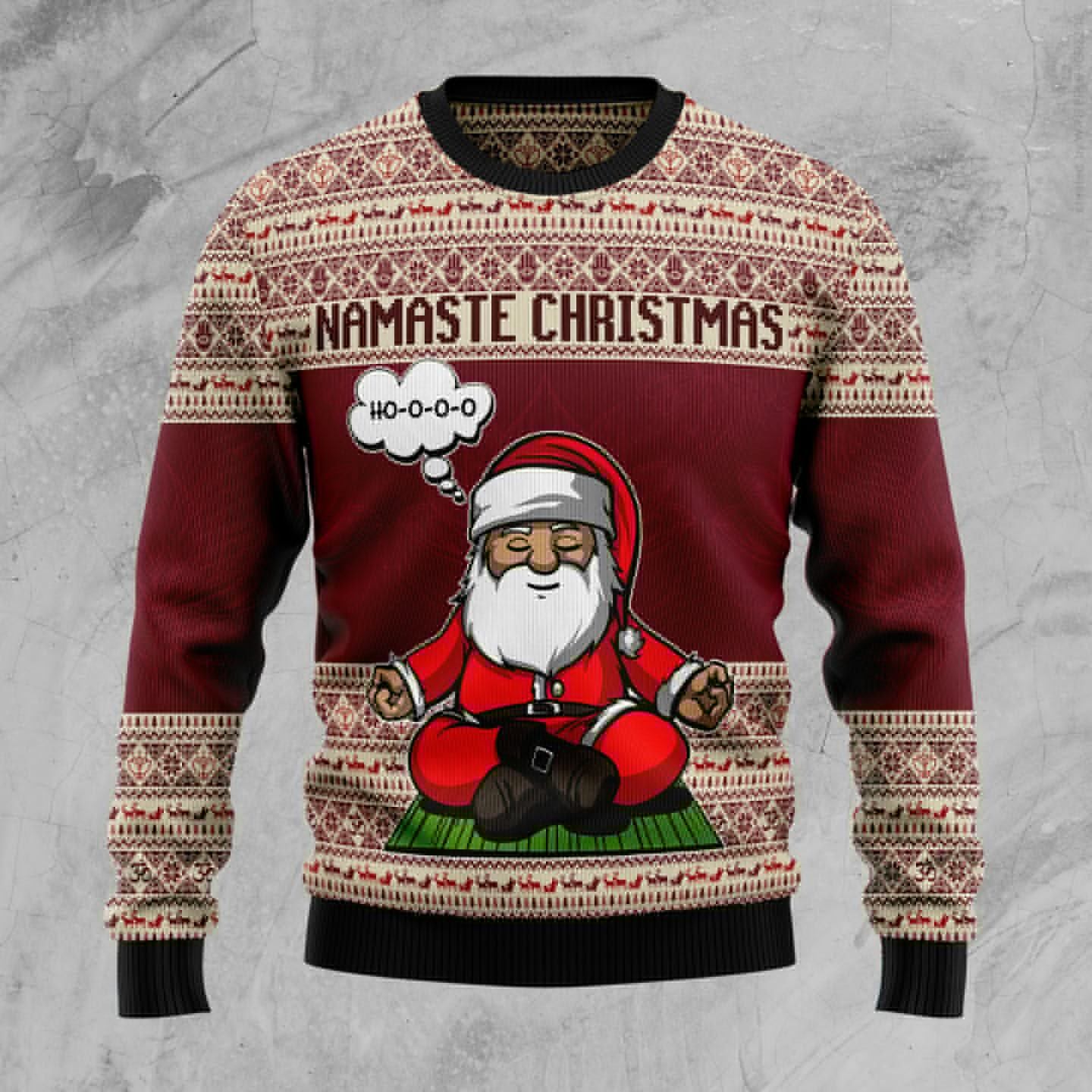 Yoga Santa Clause Ugly Christmas Sweater | For Men & Women | Adult | Us1290