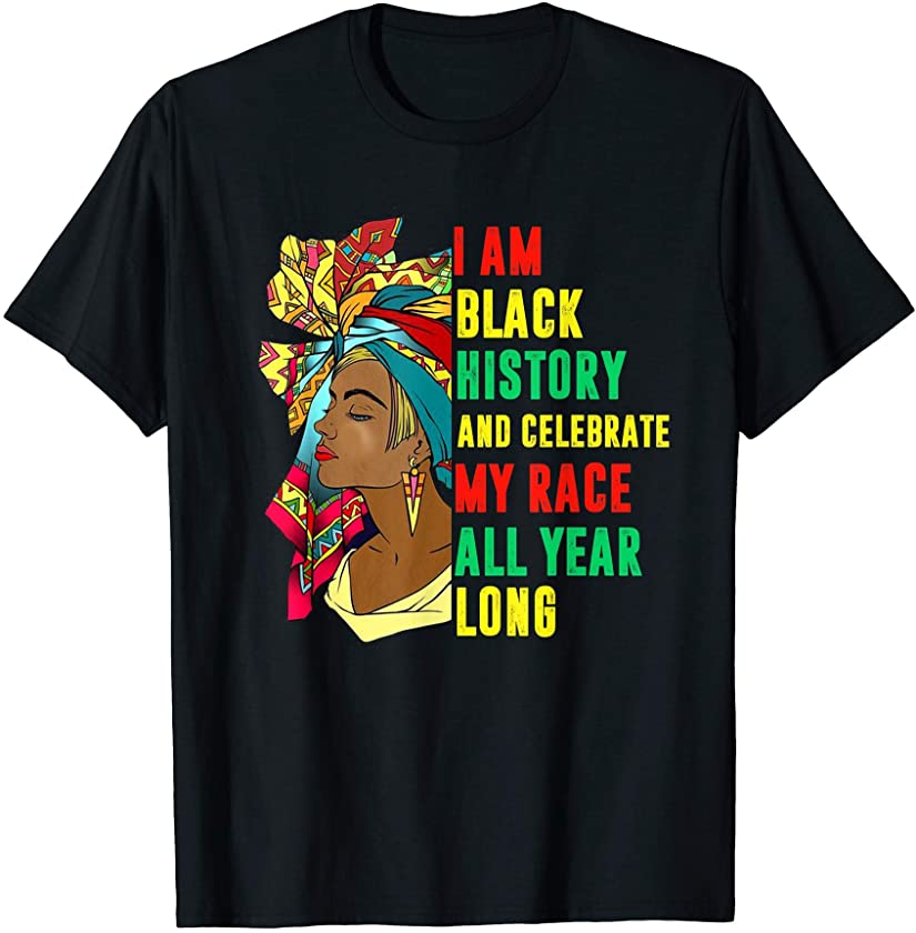 Womens Black History African American Woman Kente Melanin T-Shirt