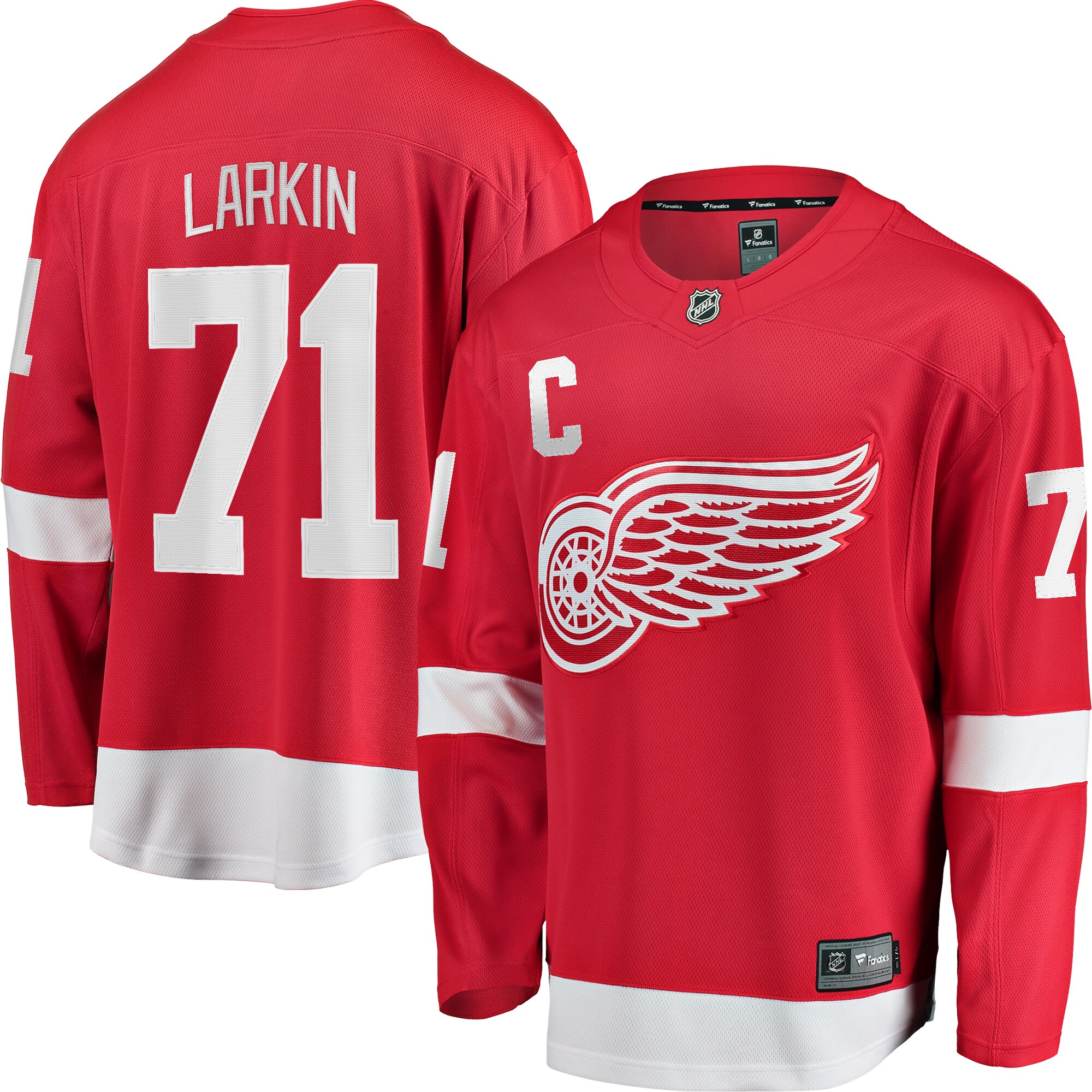 Men's Detroit Red Wings Dylan Larkin Red Home Captain Premier Breakaway Player Jersey