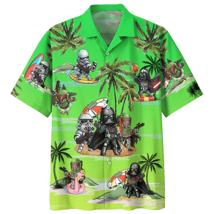 Darth Vader Stormtrooper Boba Fett Summer Time All Over Print Hawaii Shirt Green Ha74641