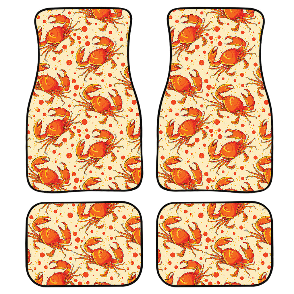 Orange Crab Pattern Print Front And Back Car Floor Mats, Front Car Mat