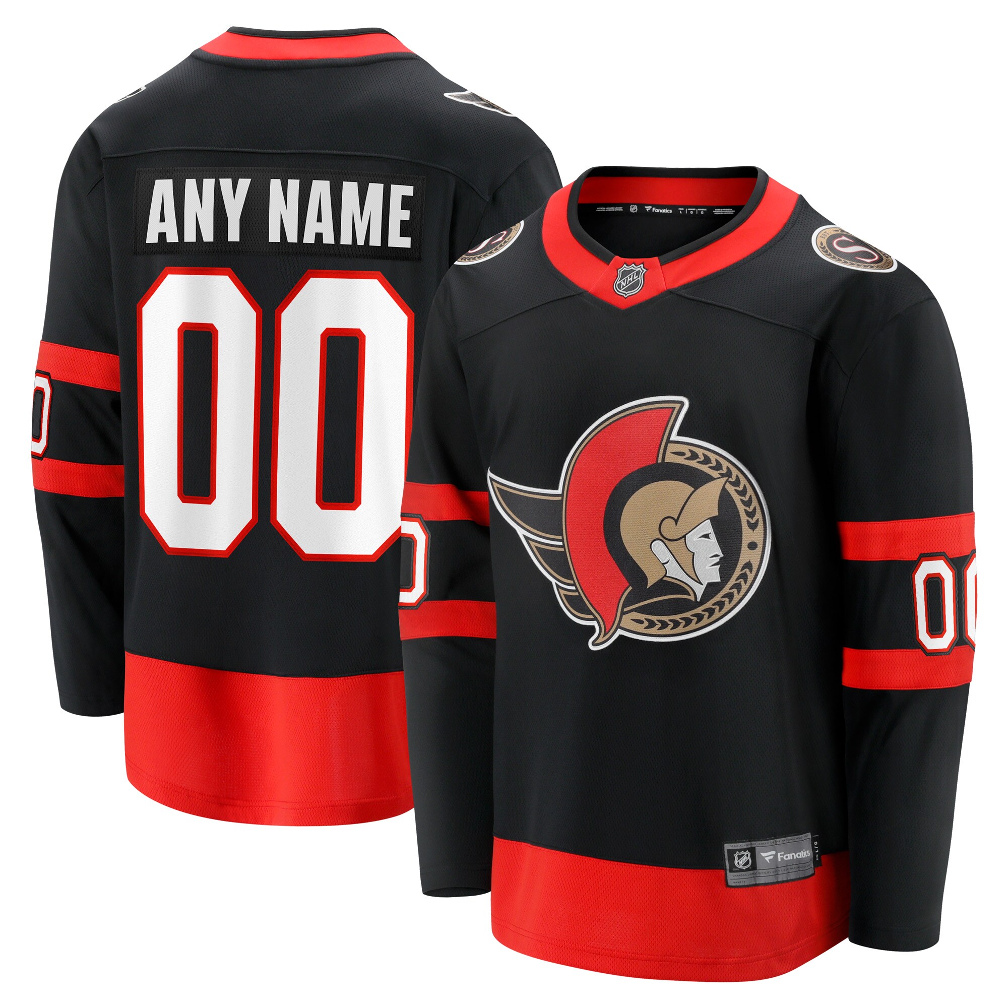 Men's Ottawa Senators Black 2020/21 Home Custom Breakaway Jersey