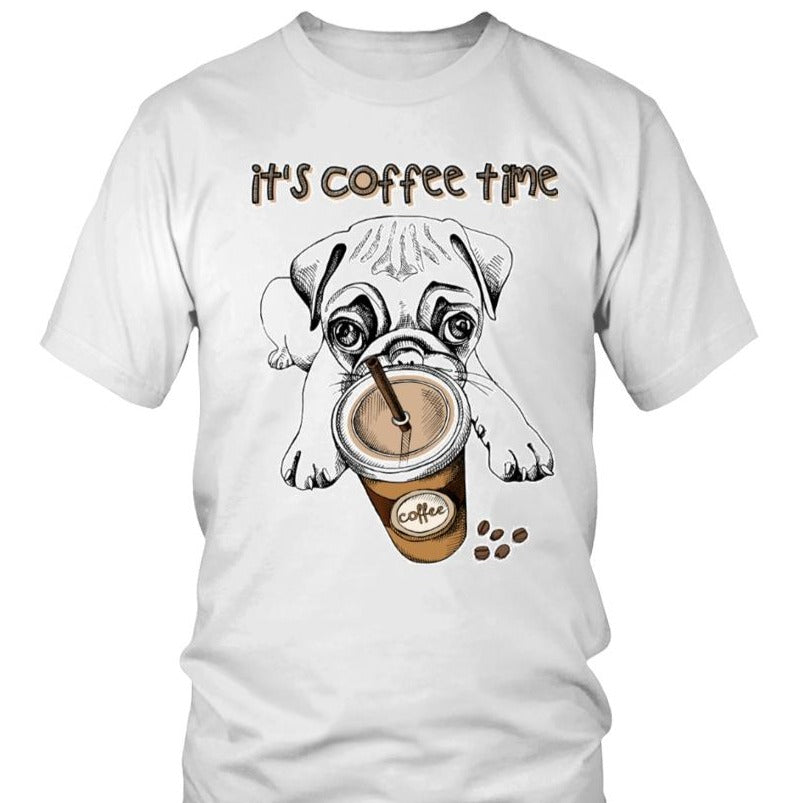 Pug Dog It is Coffee Time Gift For Dog Lovers Men Women T-shirt