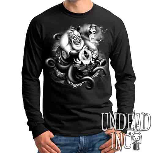 Villains Ursula – Ariel The Little Mermaid Black & Grey – Mens Long Sleeve Tee