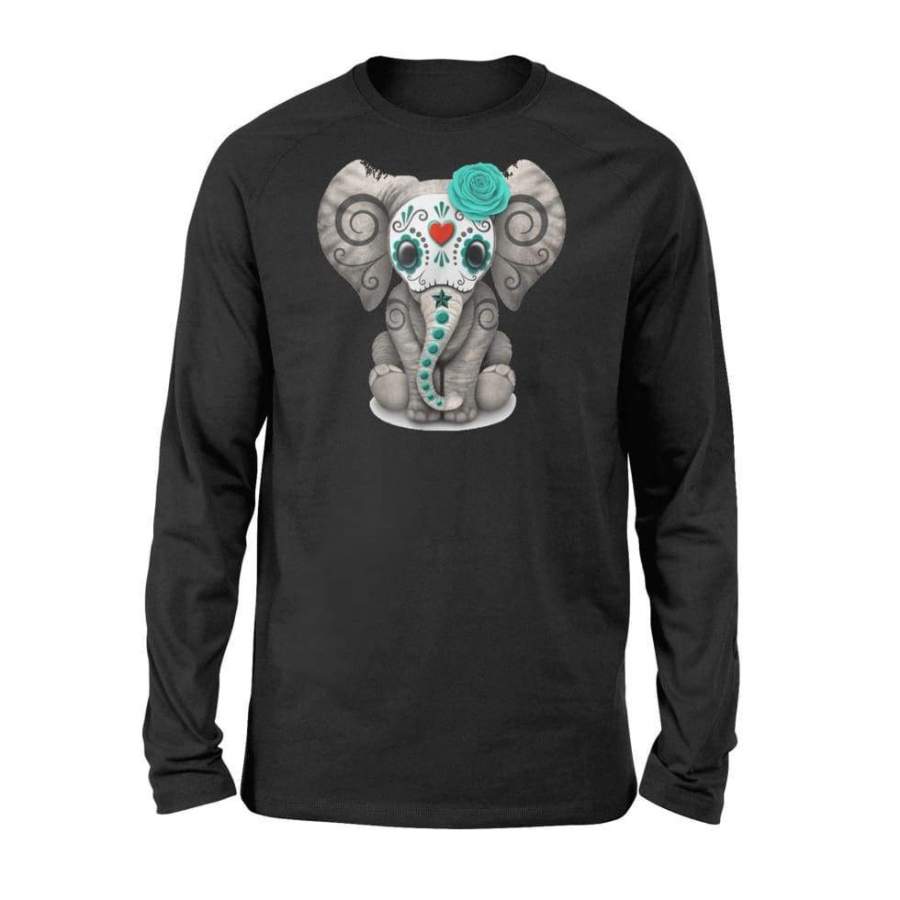 Sugar Skull Elephant Day Of The Dead Halloween Shirt – Standard Long Sleeve