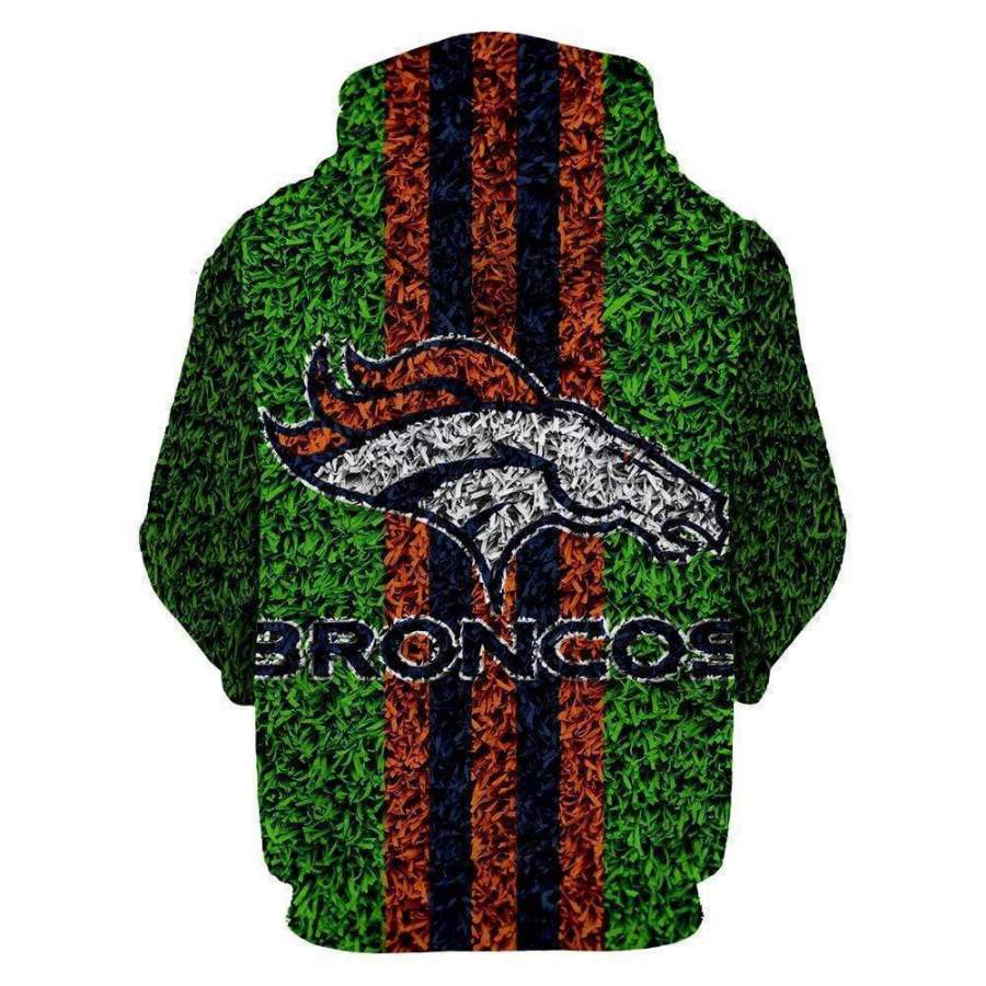 Denver Broncos 3D Printed Hooded Pocket Pullover Sweater