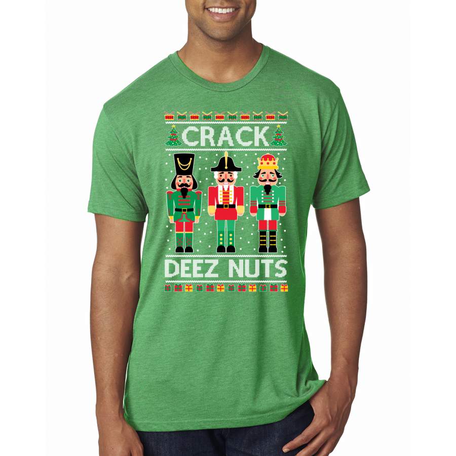 Crack Deez Nuts Meme Ugly Christmas Sweater Christmas Mens Premium Tri Blend T-Shirt