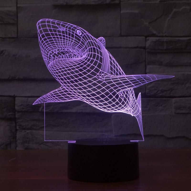 Animal Shark Colorful Dramatic 3D Illusion Night Light Led Light