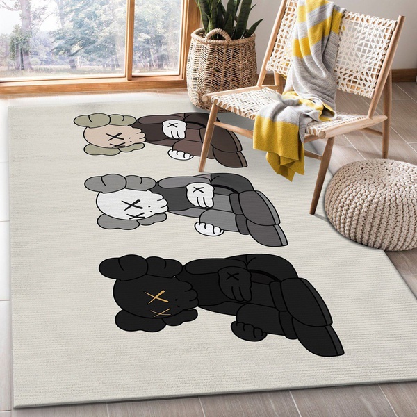 Sitting Kaws Figurines Area Rug Living Room Rug Family Gift US Decor