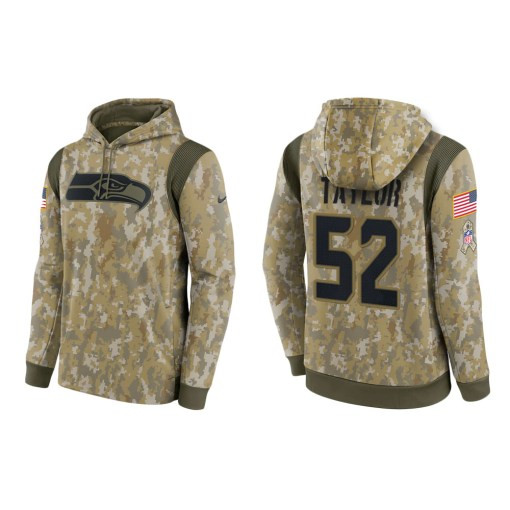 Darrell Taylor Seattle Seahawks Camo 2021 Salute To Service Veterans Day Therma Pullover Hoodie