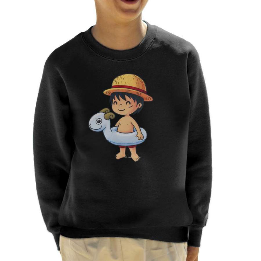 One Piece Cute Beach Monkey D Luffy Kid’s Sweatshirt