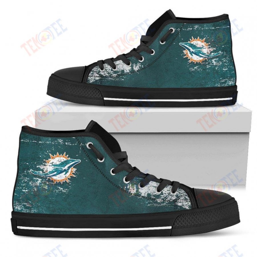 Mens Womens Miami Dolphins High Top Shoes Grunge Vintage Logo 3D Printable TMT214