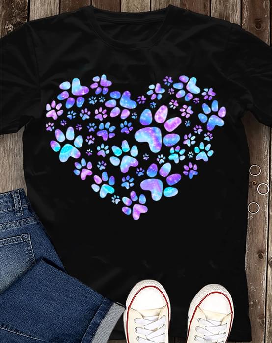 Holographic Style Heart Made Of Paws Standard T-shirt