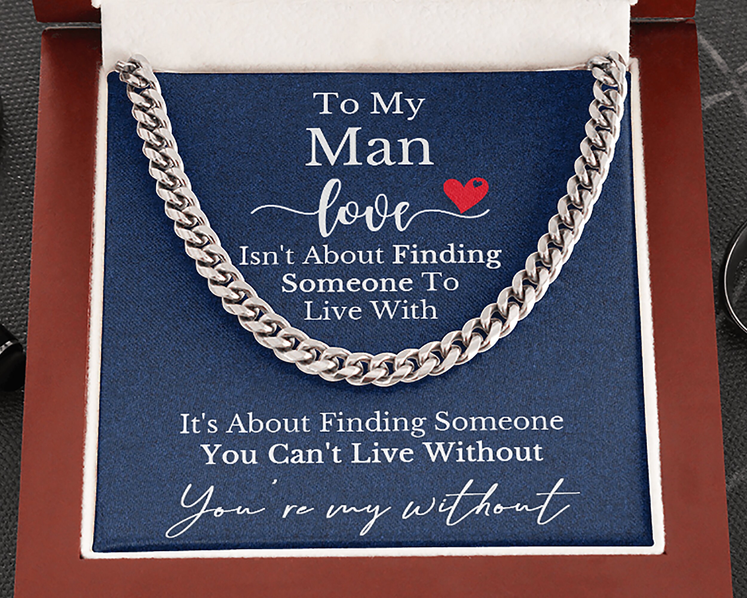 To My Man Cuban Chain Necklace, Romantic Gifts For Him, Unique Anniversary Gift For Him, Meaningful Gift For Him, Thoughtful Gift For Him