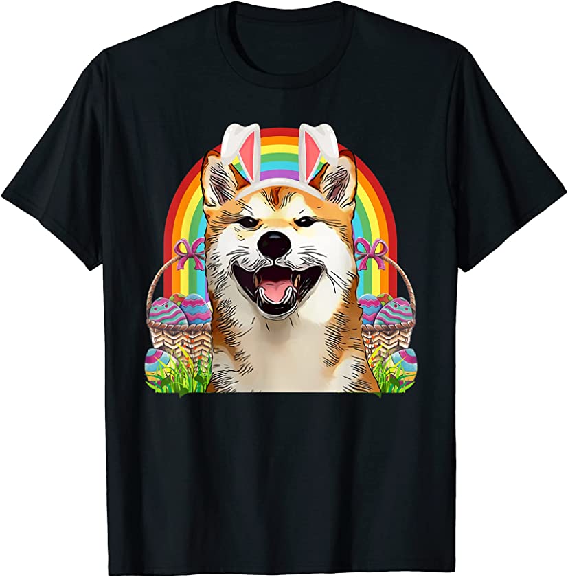 Shiba Inu Dog Easter Bunny Egg Hunt T-Shirt