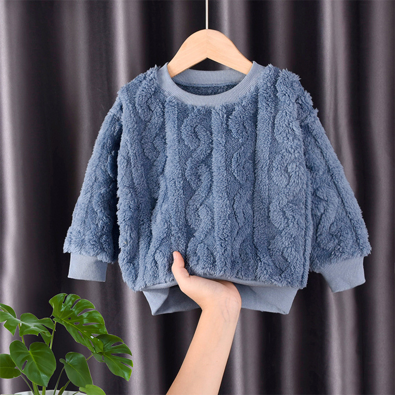 Baby Girls Boys Sweaters 1 To 6 Yrs Children’s Warm Clothes Fleece Outerwear Solid Sweatshirt Autumn Winter Tops Kids Pullover alx