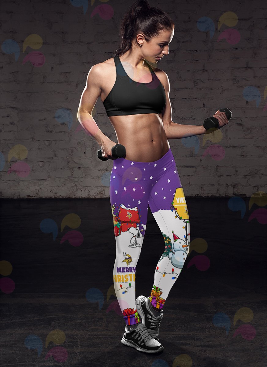 Funny Merry Christmas Minnesota Vikings Leggings