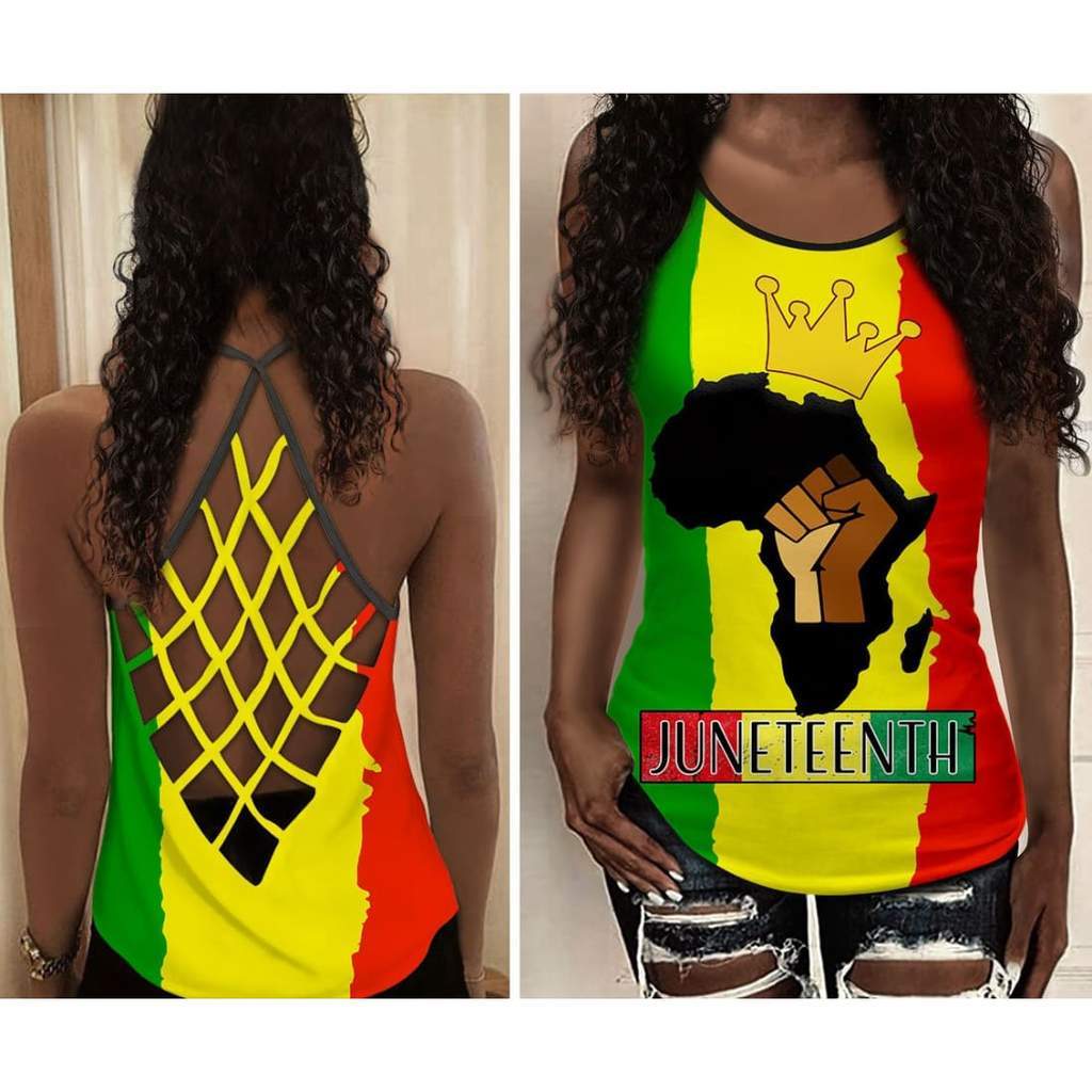 Juneteenth Day Black Queen Cross Tank Top #Kv