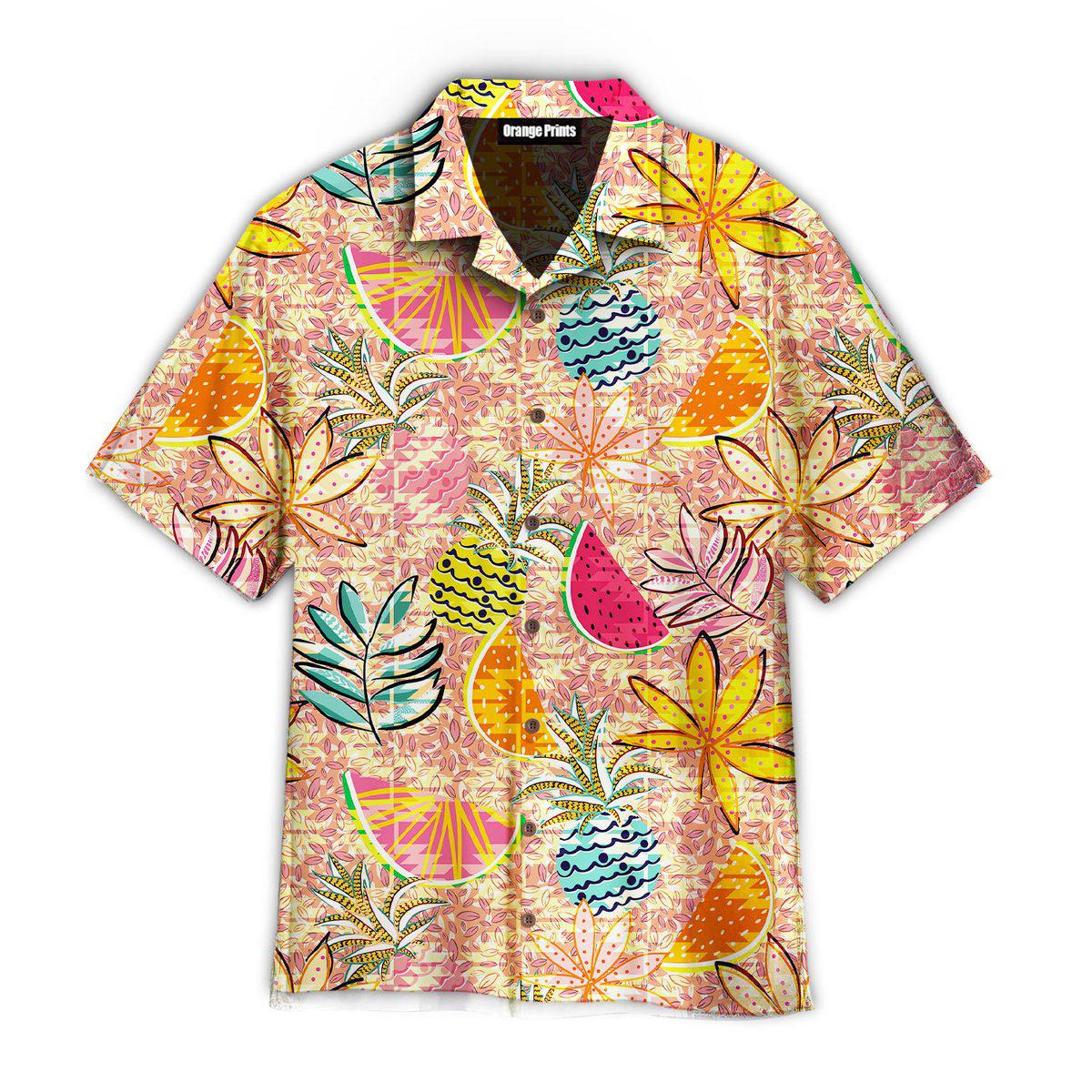 Fruits And Leaves Tropical Pattern Hawaii Shirt For Men Women Ha49269