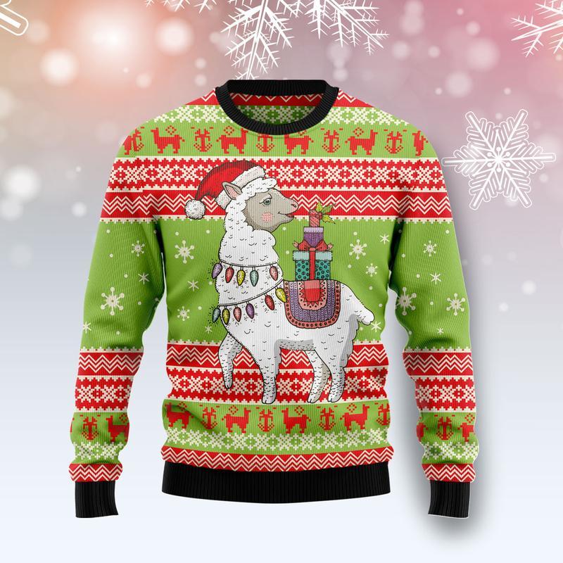 llama christmas sweater women's