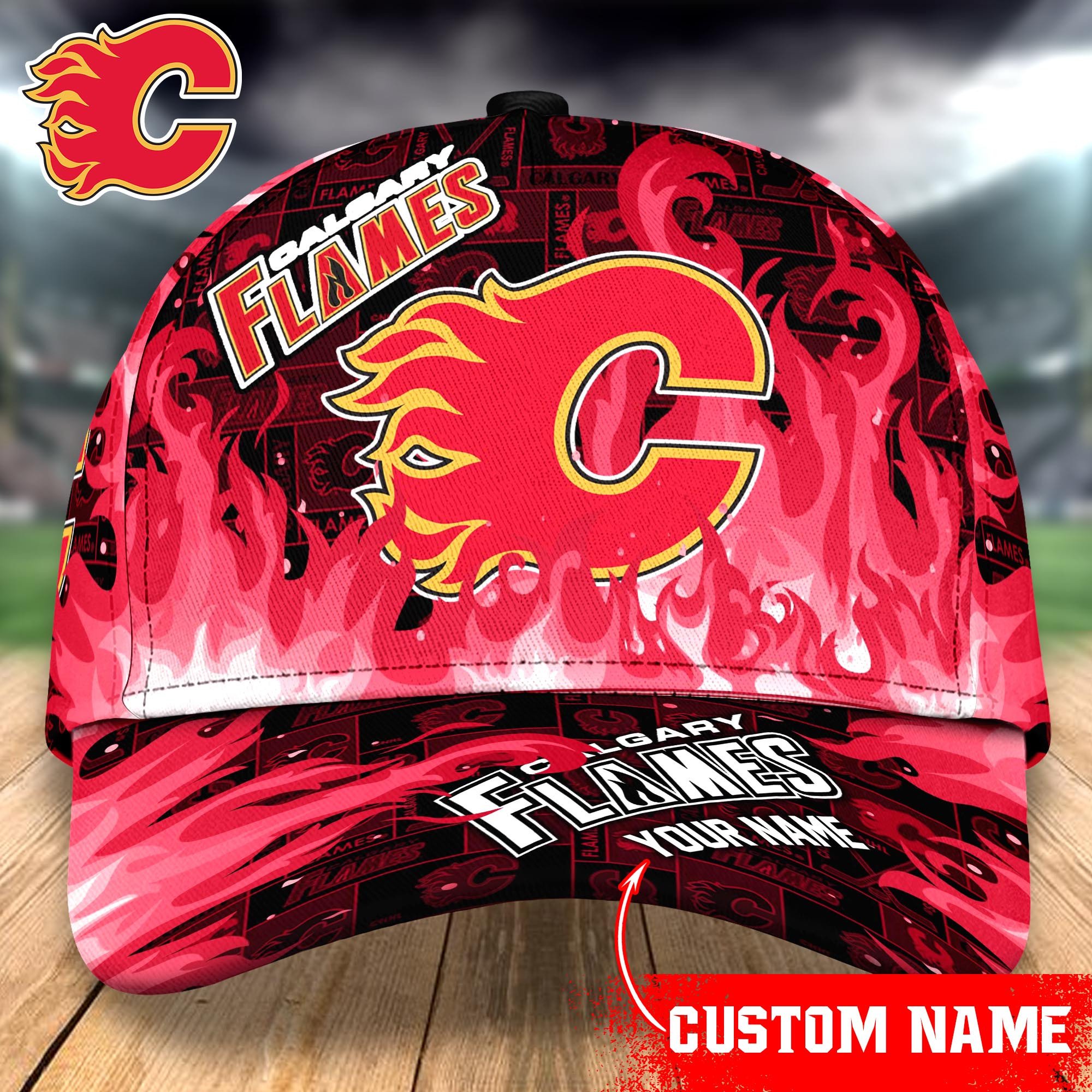 Calgary Flames Custom Name Classic, Baseball Caps T-43383