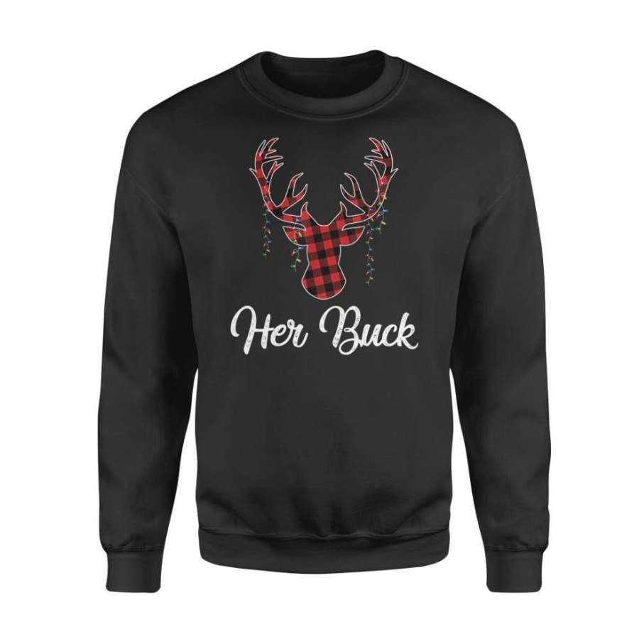 Mens Her Buck Couples Matching Christmas Pajamas Costume Gift – Standard Fleece Sweatshirt