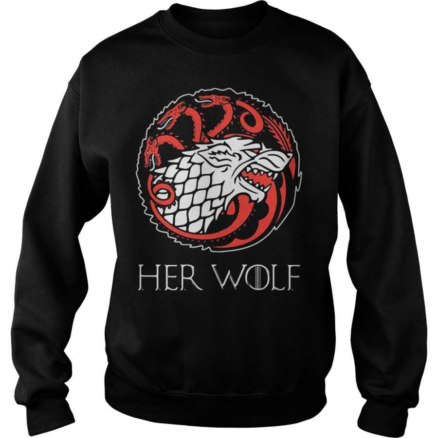 Couple Game of Thrones House Stark and House Targaryen Her Wolf Sweatshirt