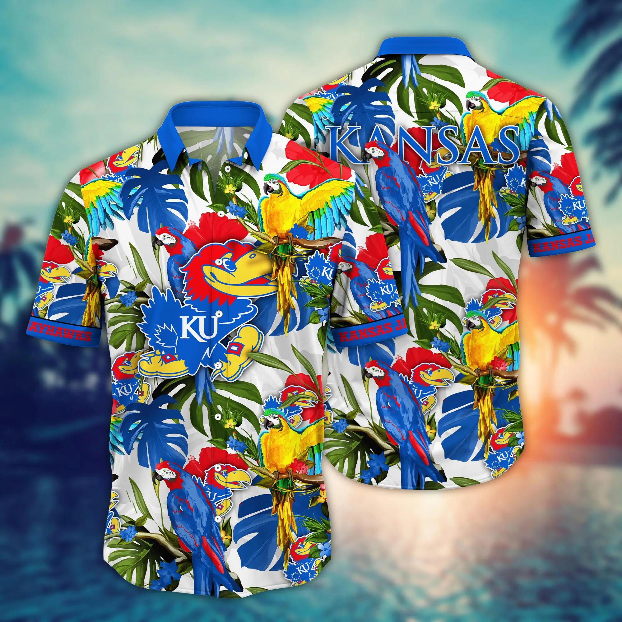 Kansas Jayhawks NCCA Hawaiian Shirt Sunshinetime Aloha Shirt