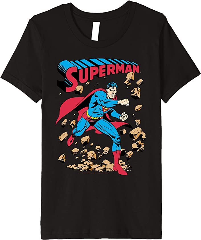 Kids DC Comics Superman Smash Rocks Vintage Poster Premium T-Shirt