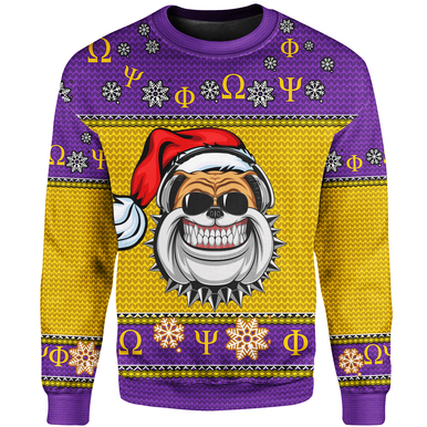 Christmas Omega Psi Phi Sweatshirt – Custom Fraternity Bulldog Sweatshirt