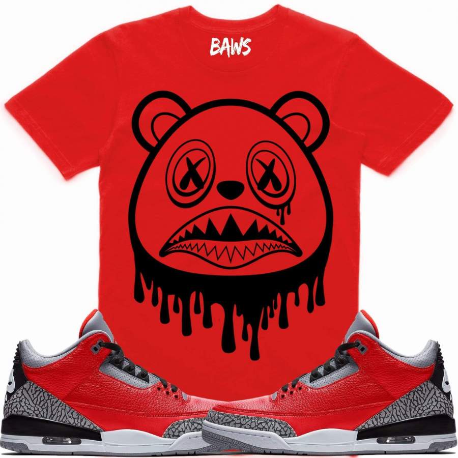 BAWS DRIP Sneaker Shirt Tees to Match – Jordan Retro 3 “Red Cement” Elephant