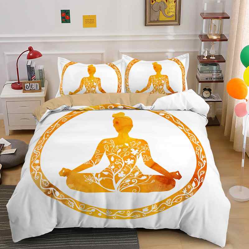 Yoga Bedding Set Meditation Duvet Covers With Pillowcase Cover Home Decor Bed Clothes Us/Eu Au/Uk Size