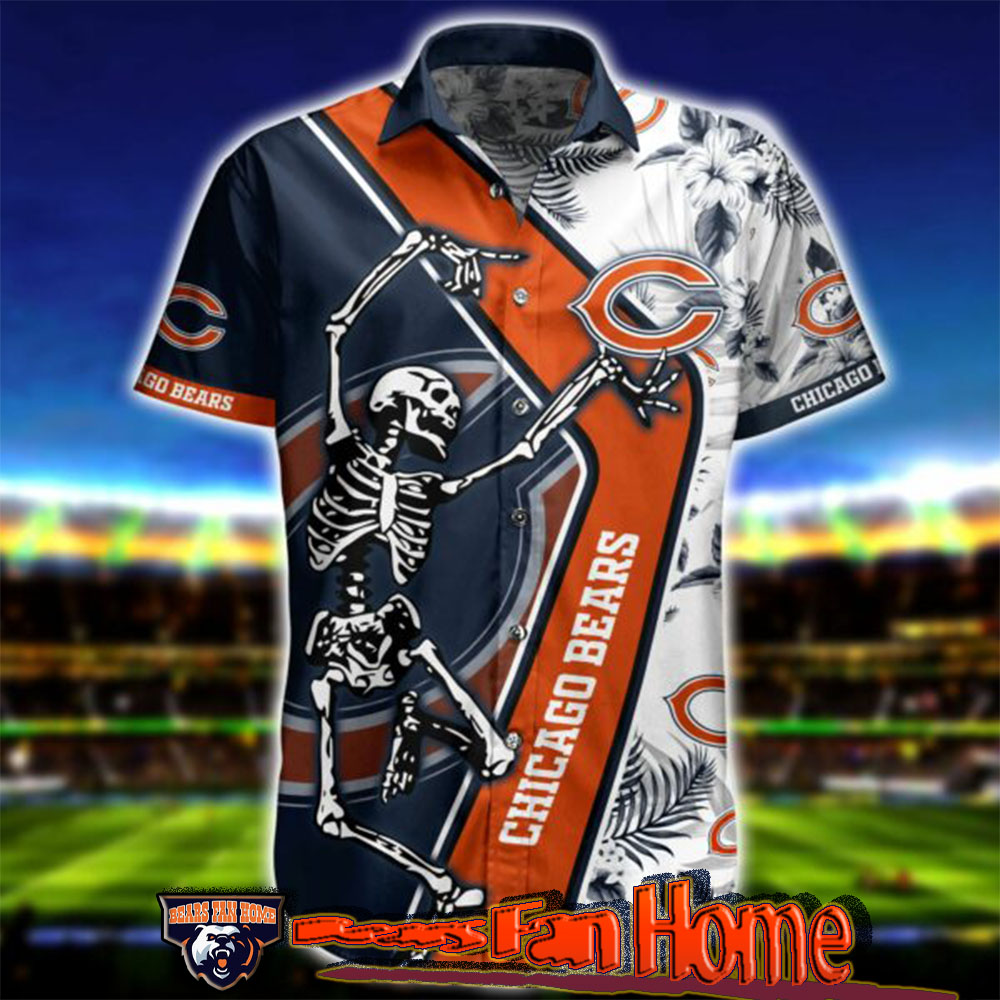 Chicago Bears Hawaiian Shirt Dancing Skeleton Graphics