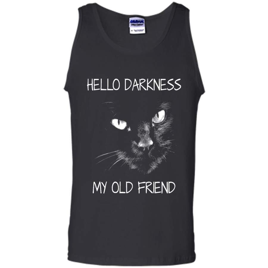 Cat Hello Darkness My Old Friend, Cat Lover Kitten – Canvas Unisex Tank