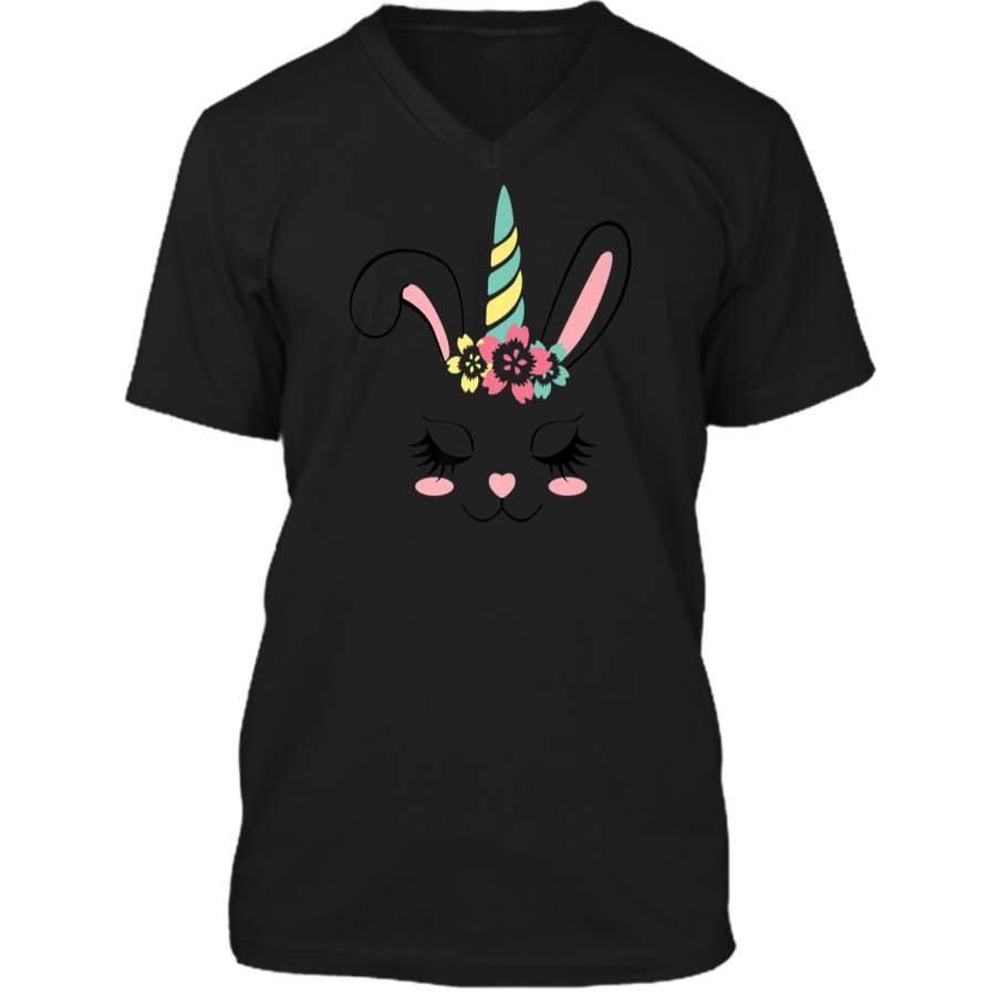 Bunnycorn Easter Bunny Rabbit Face Unicorn Kids T Shirt Gift Mens Printed V-Neck T