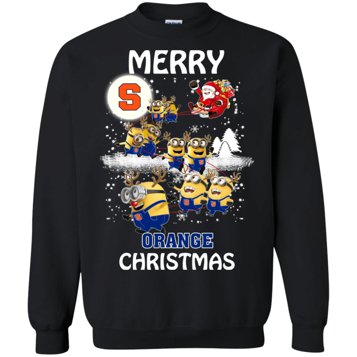 Nice Shirt Syracuse Orange Minion Ugly Christmas Sweaters Santa Claus With Sleigh Hoodies Sweatshirts