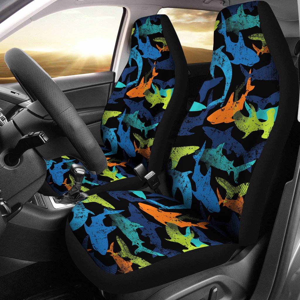 Colorful Shark  Universal Fit Car Seat Covers