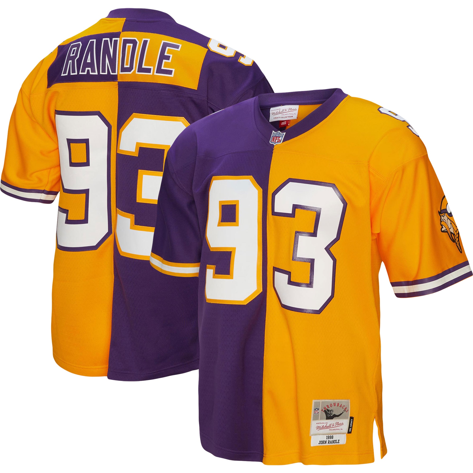 Men’s Minnesota Vikings John Randle Mitchell & Ness Purple/Gold 1998 Split Legacy Jersey