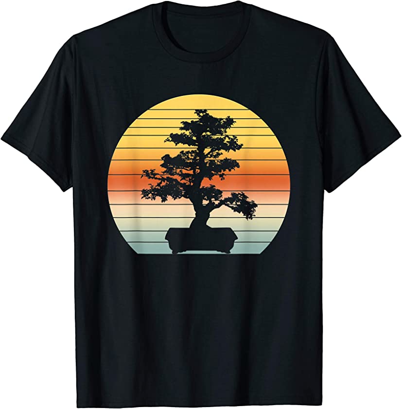 Bonsai Tree Design Vintage Japanese Bonsai Tree Sun T-Shirt T-Shirt